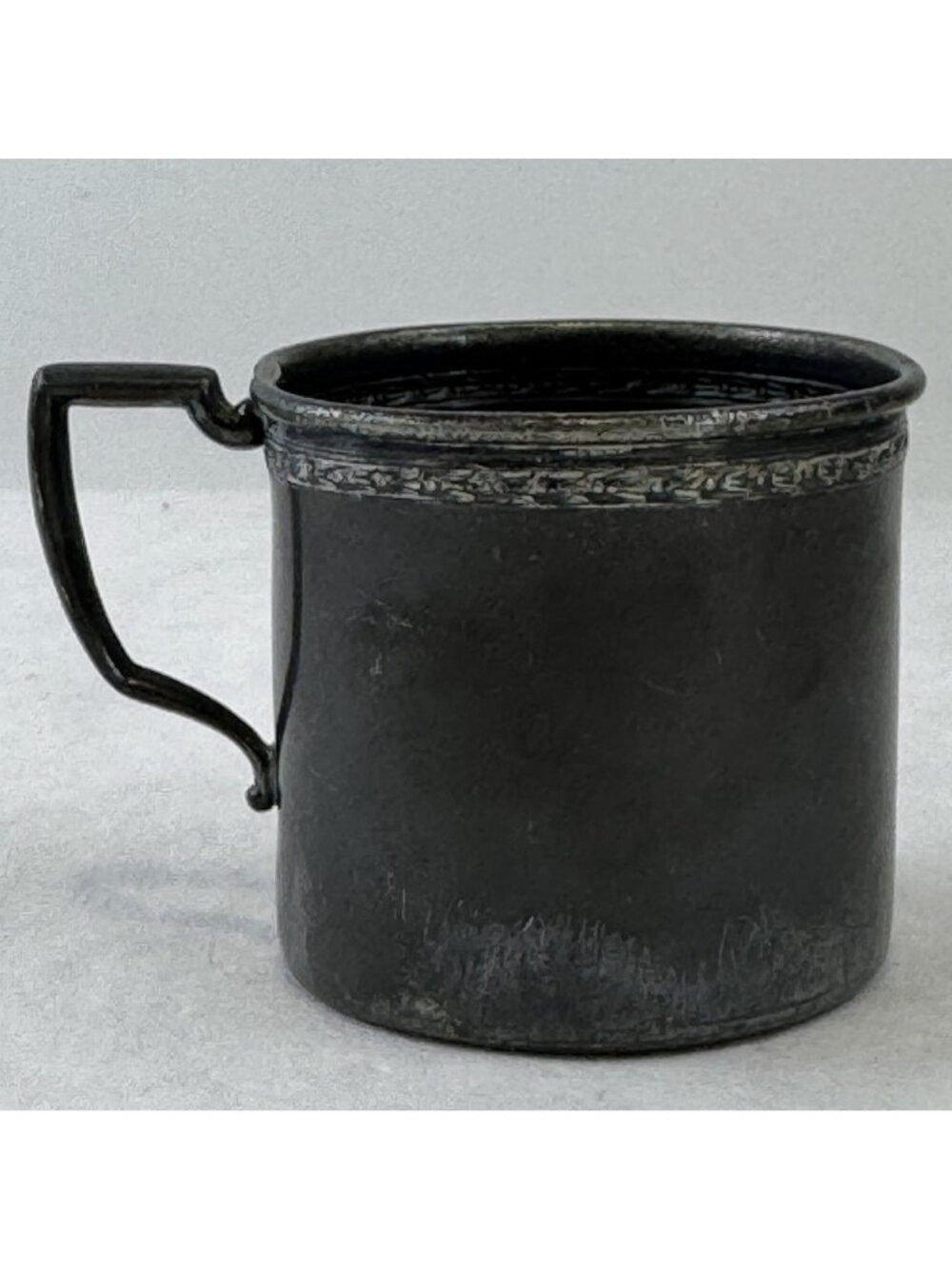 Vintage Portsmouth Silver Co EPWM Silver Plate Baby Cup Ornate Rim Aged Patina